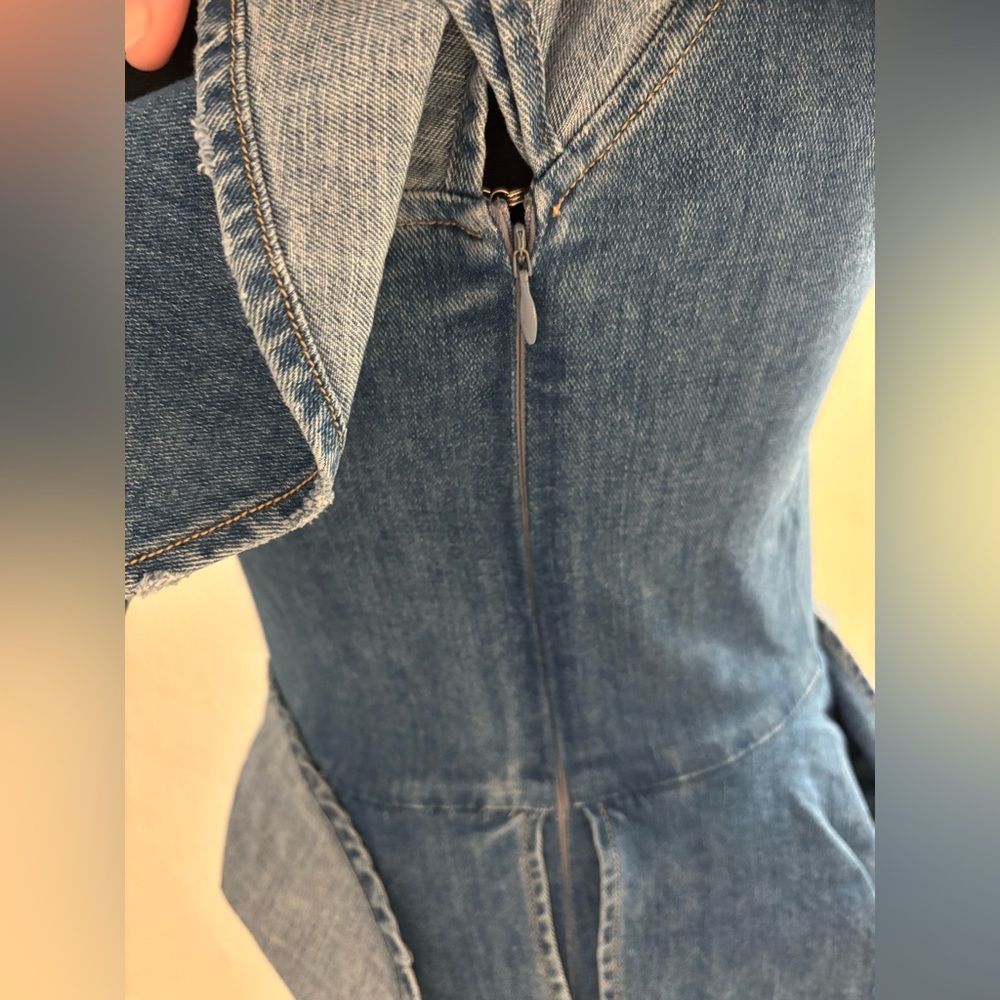 Jonathan Simkhai Denim Ruffle Accented Jumpsuit pre owned - Picture 11 of 13
